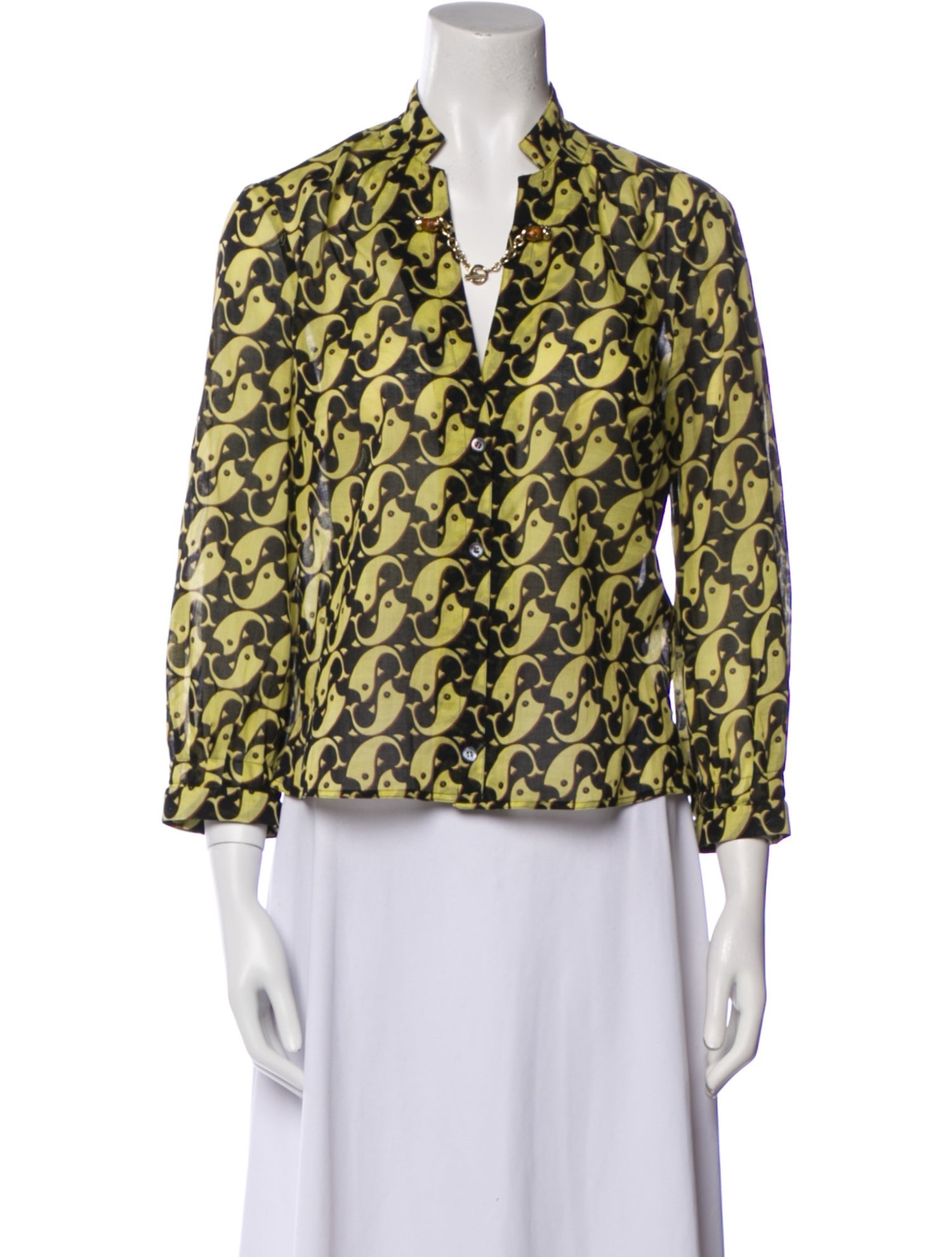 Gucci Printed V-Neck Blouse